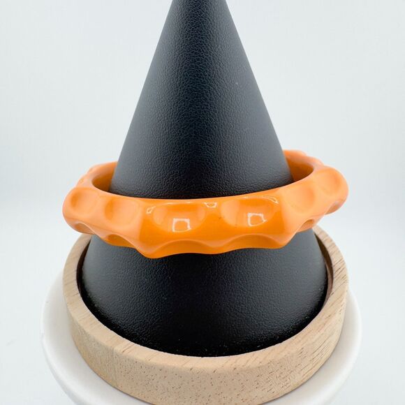 Vintage Orange Textured Bangle Bracelet Retro Mid Century Modern Plastic Retro - Picture 6 of 7